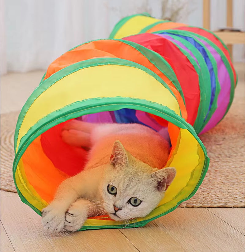 Plush Pets Cat Kennel Gray Foldable round Cats Nest Crossing Tunnel Bed Winter Warm Collapsible Basket Cushion Mat Pet Supplies